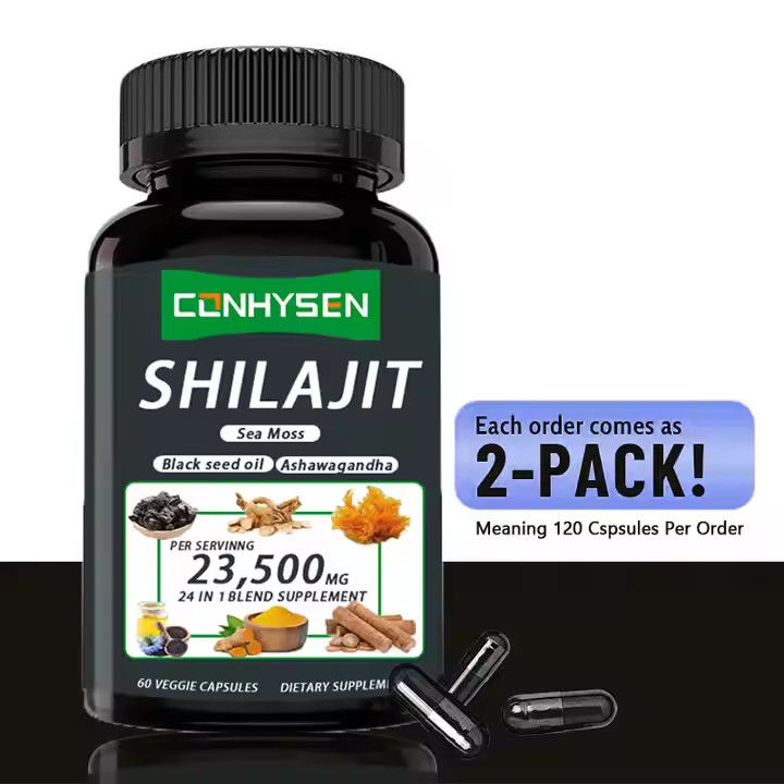 OEM Himalaja Shilajit Kapsułki kwasu fulwowego Minerały morskie mocz kwas naturalny mieszanka poprawia energię