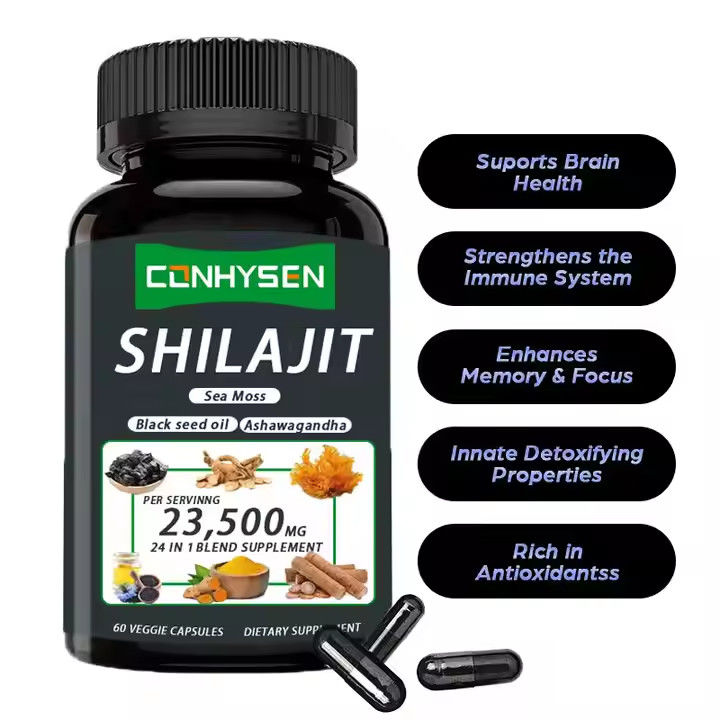 OEM Himalaja Shilajit Kapsułki kwasu fulwowego Minerały morskie mocz kwas naturalny mieszanka poprawia energię