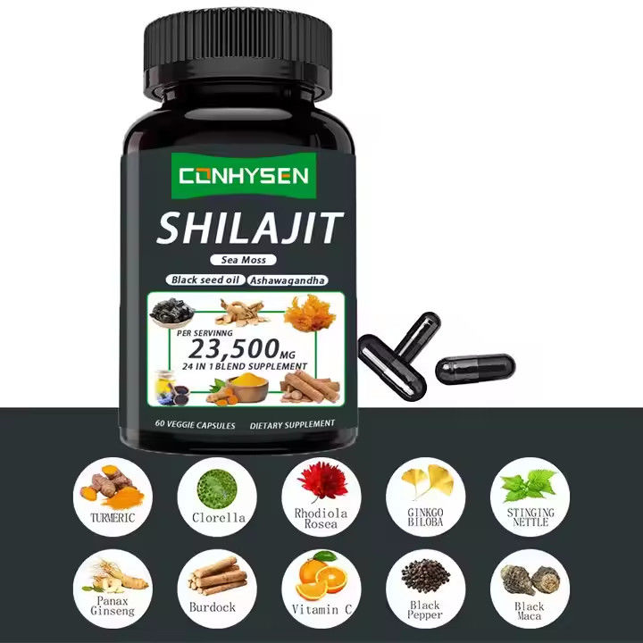 OEM Himalaja Shilajit Kapsułki kwasu fulwowego Minerały morskie mocz kwas naturalny mieszanka poprawia energię