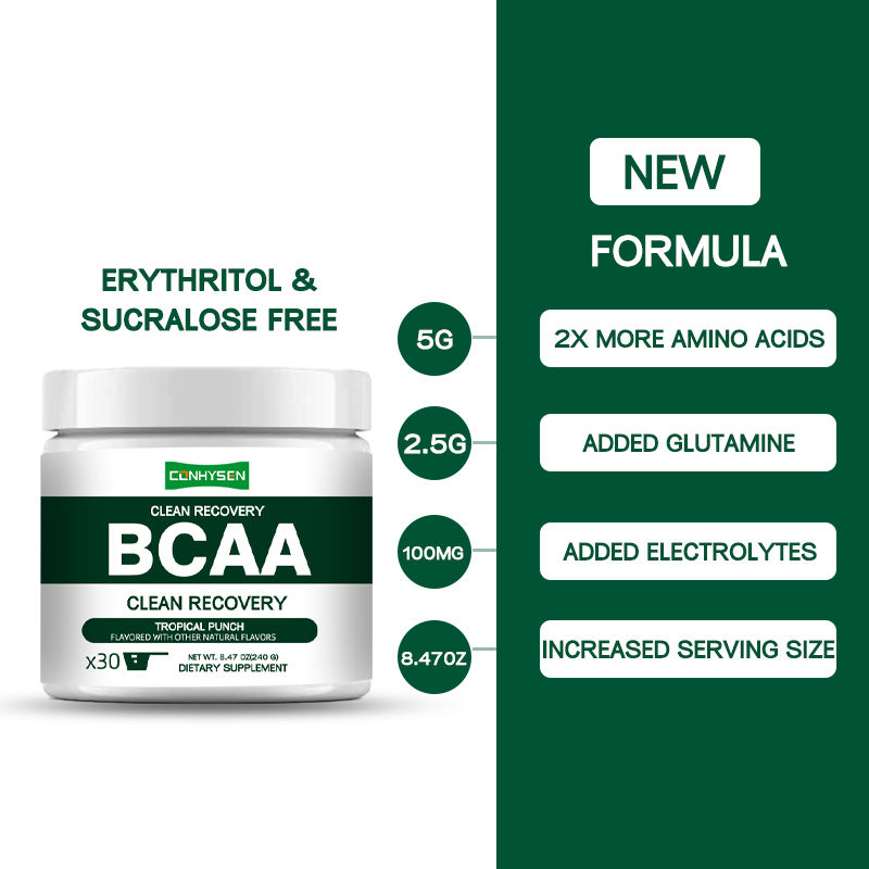 Private Labels Clean Recovery BCAA Powder 9 niezbędnych aminokwasów Zmniejsza bolesność i stres