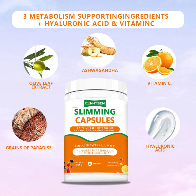 Kapsułki odchudzające z niestandardową etykietą Wspierają stawy i kości z witaminą C i kwasem hialuronowym