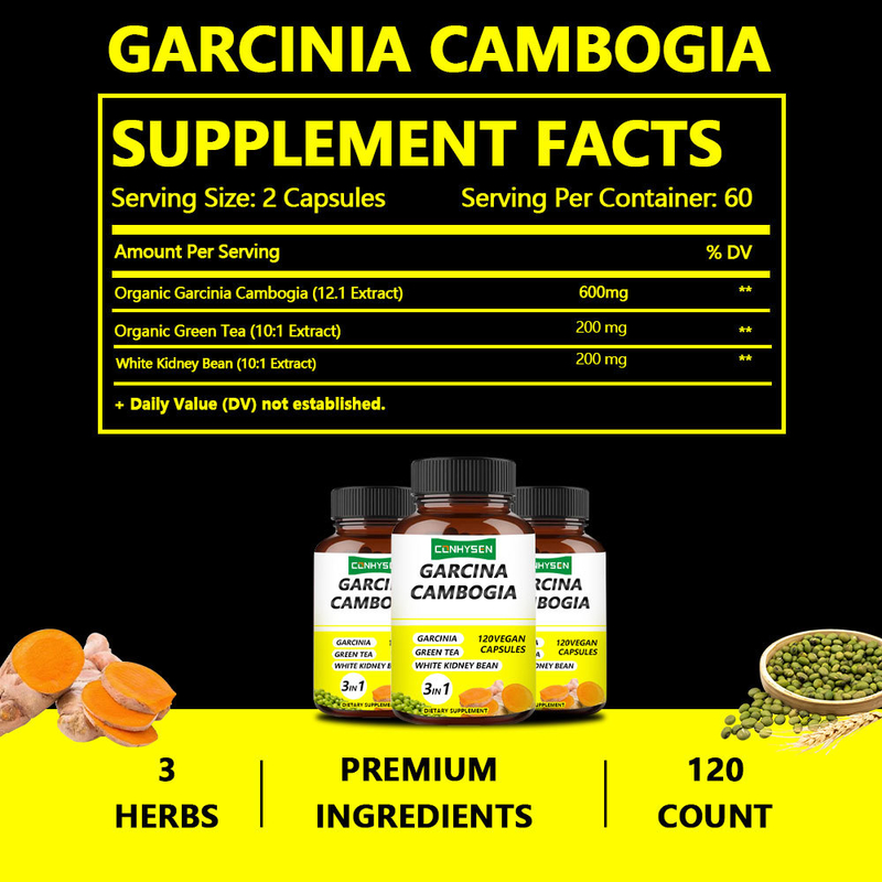 Fabryczna dostawa kapsułek Garcinia Cambogia 3 w 1 z najwyższej jakości składnikami zwiększającymi produkcję energii