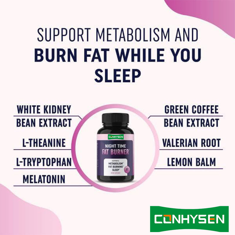 Kapsułki Night Time Fat Burner Slimming z białą fasolą, hamujące apetyt, wspomagające metabolizm, kapsułki odchudzające