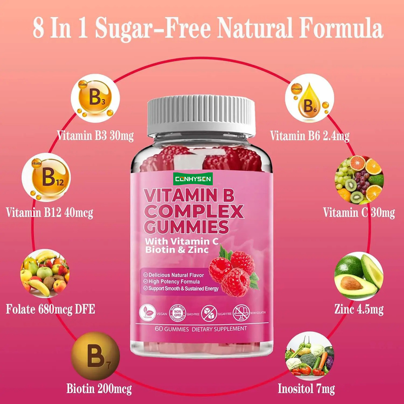 Żelki z witaminą B Complex z witaminą B6 Naturalna formuła wspierająca zdrowy układ odpornościowy