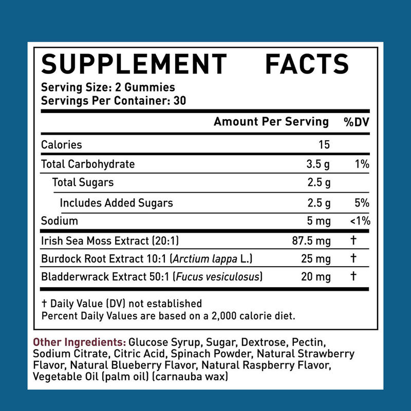 Organiczne żelki z ekstraktem z irlandzkiej morskiej trawy, dostawa fabryczna dla oczyszczania i detoksykacji