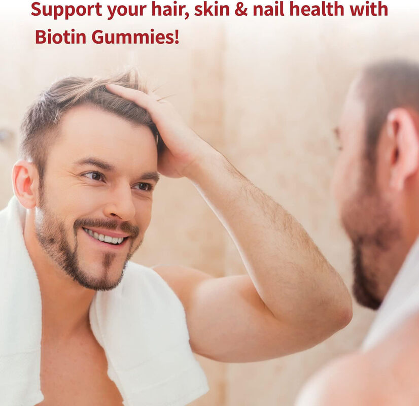 Hurtowe wegańskie żelki z biotyną, kompleks witamin i minerałów dla zdrowia włosów, skóry i paznokci. Wspomagają produkcję keratyny dla dorosłych i nastolatków
