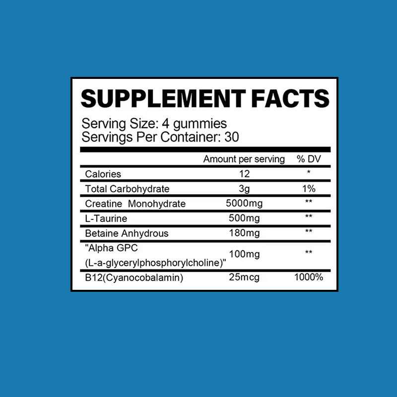 Niestandardowe żelki z monohydratem kreatyny Sport dla dorosłych - pigułki przedtreningowe na wzrost mięśni, suplement kreatynowy zwiększający energię