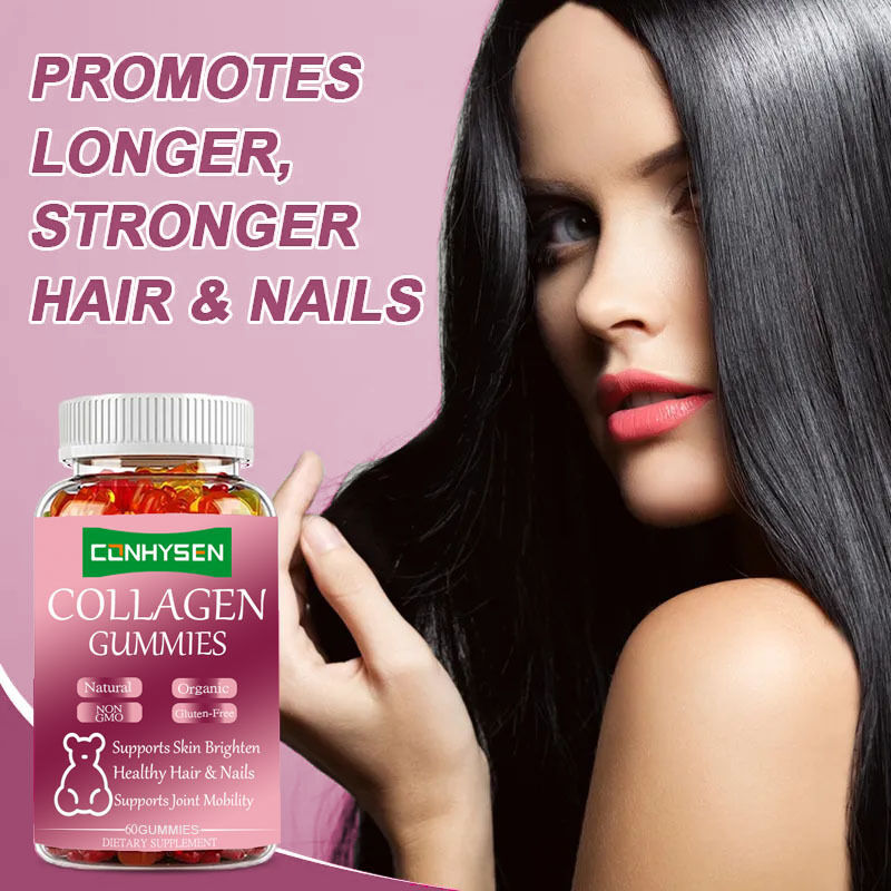 Spersonalizowane żelki kolagenowe Private Label, 60 sztuk, suplement diety dla dorosłych na włosy i skórę, zdrowe, zrównoważone pod względem cukru, w butelce