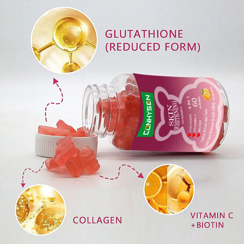 Najlepsze gumki wybielające skórę Błyszczące i nawet barwiące skórę Gumki usuwające ciemne plamy Biotyna Kolagen Gumki