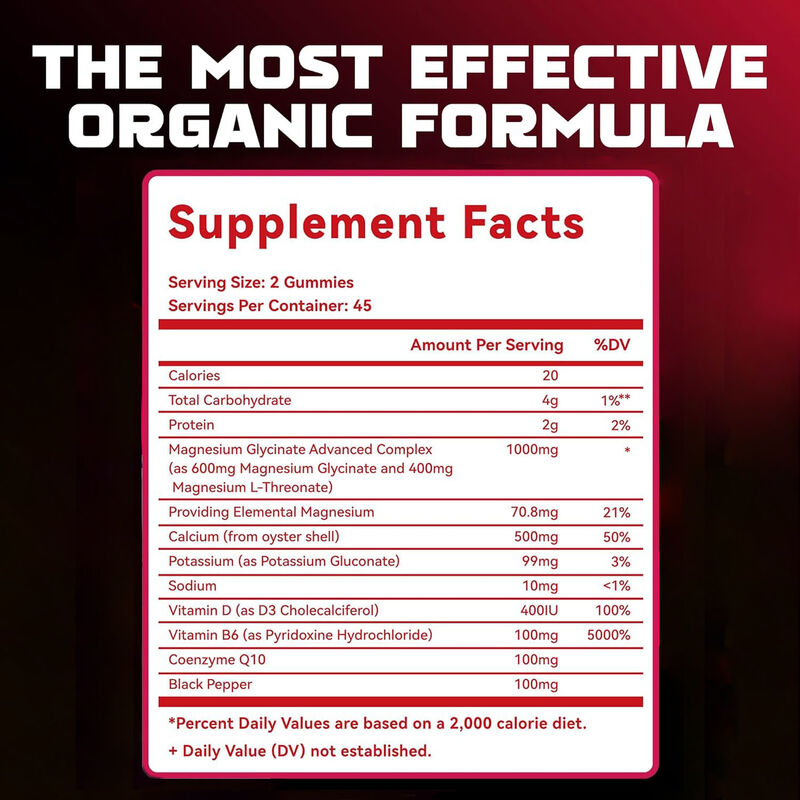 Gorąca Wyprzedaż Private Label Wegański Suplement Diety z Witaminą D Poprawiający Jakość Snu Żelki z Glicynianem Magnezu
