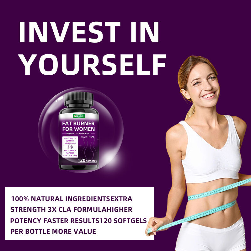 Kapsułki Spalające Tłuszcz z Etykietą Prywatną CLA Complex Suplementy Diety Wspierają Mięśnie dla Kobiet Tabletki na Odchudzanie Błonnik Pokarmowy