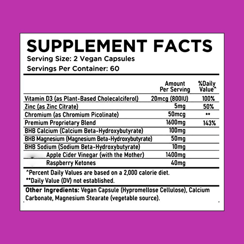 OEM ODM Keto Kapsułki Bogate w BHB ACV Witaminy Cynk Chrom Wspiera Skuteczną Aktywność Metaboliczną