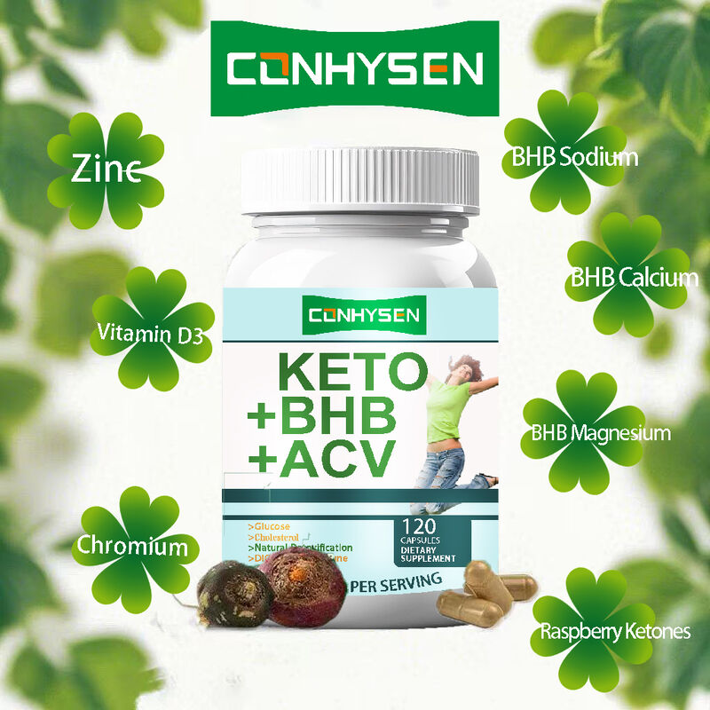 Etykieta prywatna Keto ACV BHB Suplement błonnika diety Kapsułki Keto Bhb Kapsułki odchudzające Suplementy diety Kapsułki