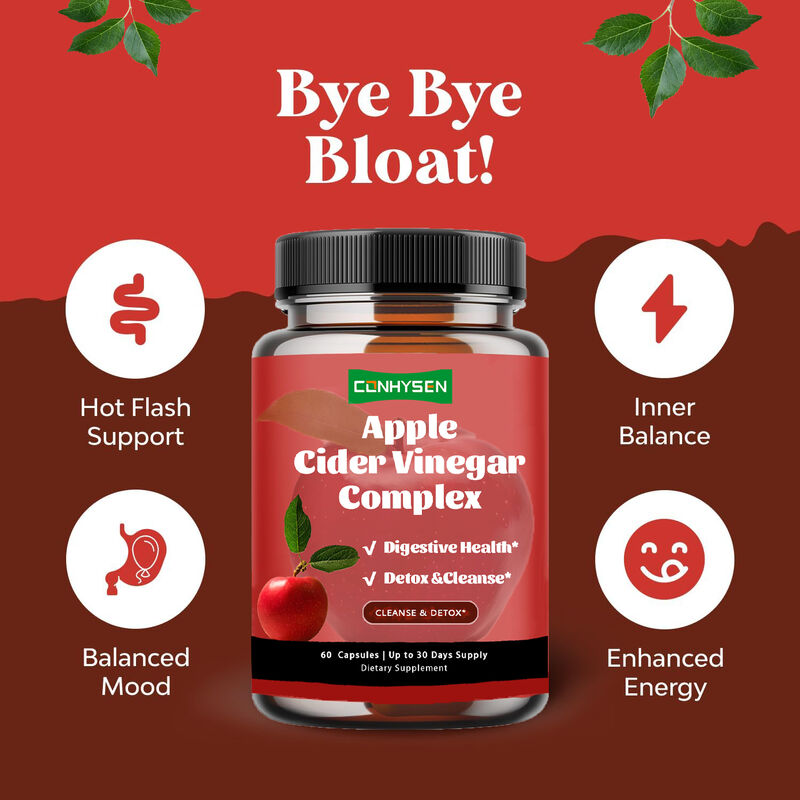 Suplement diety OEM z octem jabłkowym dla kobiet i mężczyzn, wspomagający kontrolę wagi