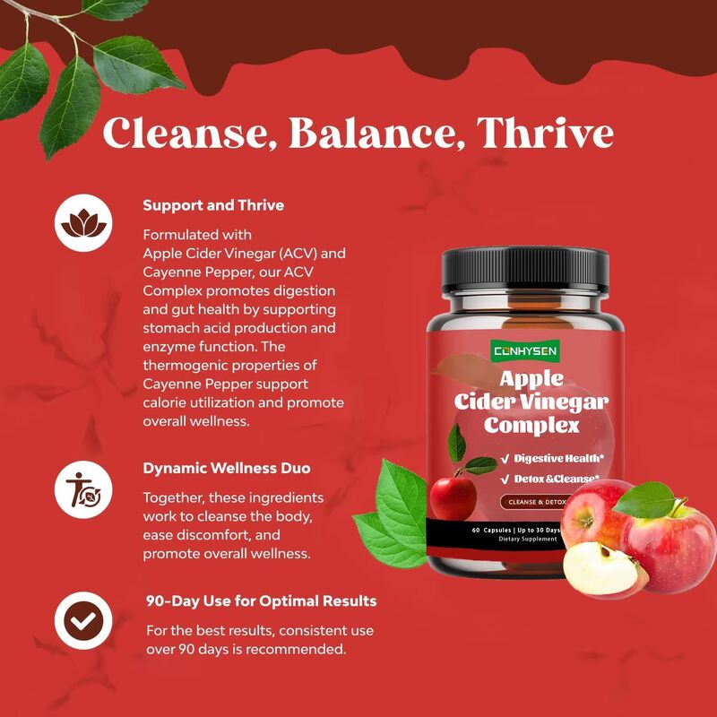 Suplement diety OEM z octem jabłkowym dla kobiet i mężczyzn, wspomagający kontrolę wagi