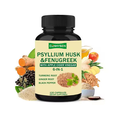 Kapsułki z psyllium husk i fenugreek z kapsułkami z dodatkiem ziołowym kurkumy 6- w- 1.
