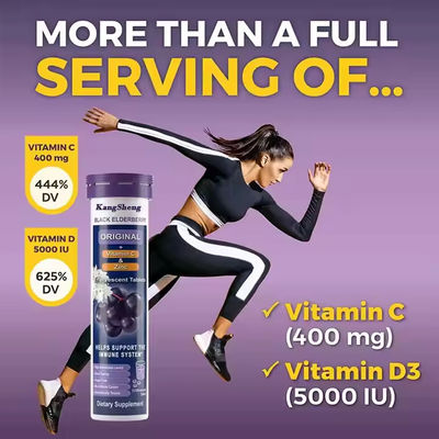 Black Elderberry Effervescent Tablets with Vitamin C Zynkowy ekstrakt wspiera układ odpornościowy