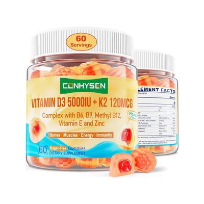 OEM ODM Witaminy bez cukru poprawiają wchłanianie wapnia Witamina D3 K2 Gummies